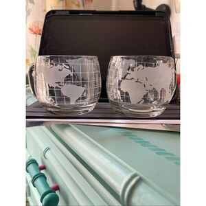 Nestle World Globe Coffee Mugs (2) With Raised Continents